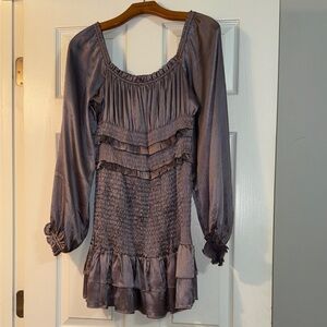 DO+BE Metallic Plum Long Sleeve Mini Dress - Size Small